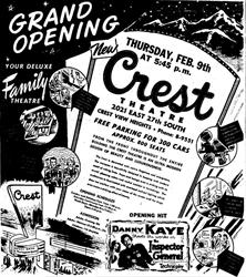 Grand Opening ad for the Crest Theatre